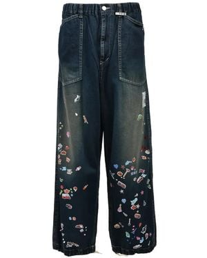 Maison Mihara Yasuhiro Jeans Baker Stickers - Blue