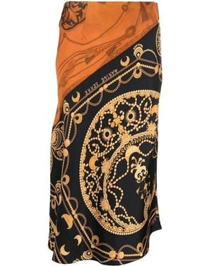 Marine Serre Black And Regenerated Jewelry Print Silk Skirt - Women's - Silk