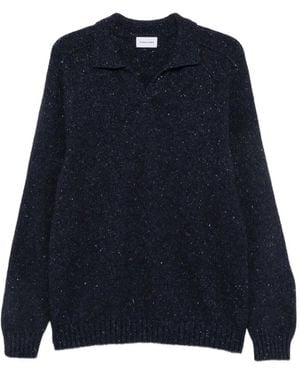 Scaglione Flecked Polo-Collar Jumper - Blue