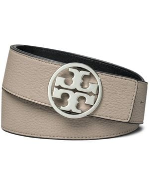 Tory Burch Miller Reversible Leather Belt - Grey
