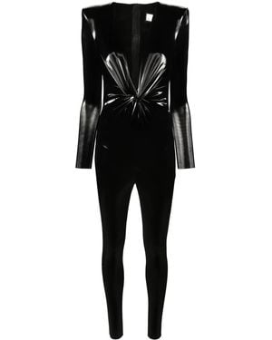 Nissa V-Neck High-Shine Jumpsuit - Black