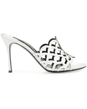 Sergio Rossi Sr Mermaid 90Mm Leather Mules - White