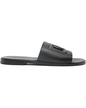 Dolce & Gabbana Logo-Embossed Sandals - Black