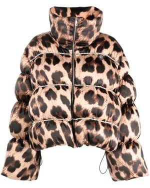 Philipp Plein Leopard-Print Puffer Jacket - Natural
