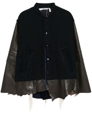 Midorikawa Leather panelled coat - Negro