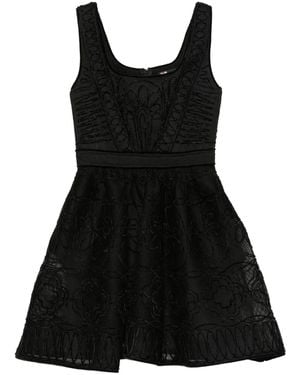 Maje Floral-Embroided Mini Dress - Black