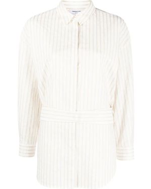 Fabiana Filippi Stripe-Print Tied-Waist Shirt - White