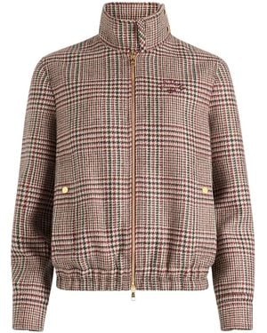 Patou Bomberjack Met Pied-De-Poule Print En Hoge Hals - Bruin