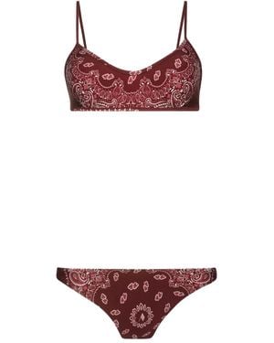 The Attico Paisley-Print Bikini Set - Red