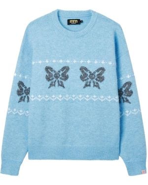 Mini Cream Pullover mit Schleifenmuster - Blau