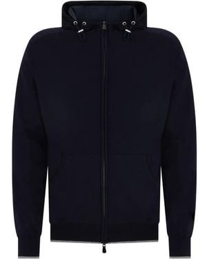 Fedeli Hooded Zip-Up Bomber Jacket - Blue