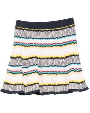 CASABLANCA Falda Corta De Punto Chevron - Blanco