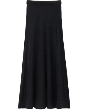 Ba&sh Doha Pointelle-Knit A-Line Maxi Skirt - Black
