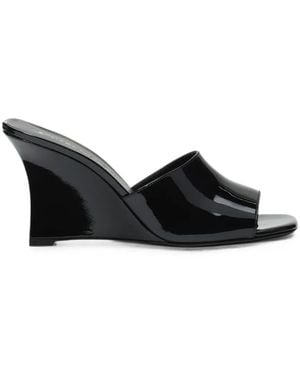 Stuart Weitzman Vinnie Patent-Finish Wedge Sandals - Black