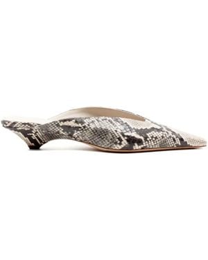 Vic Matié Python Print Mules - White