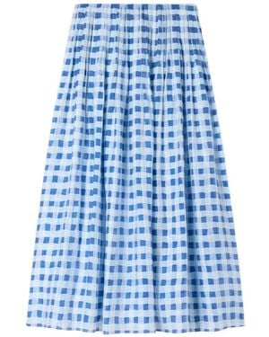 Sandro Check-Pattern Gingham Long Skirt - Blue