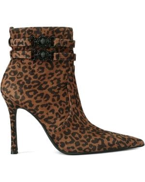 Kurt Geiger 110Mm Mansion Leopard Straps Ankle Boots - Brown
