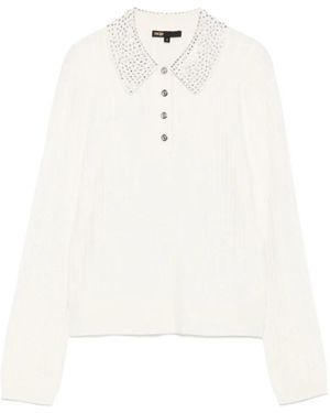 Maje Verziertes Poloshirt - Weiß