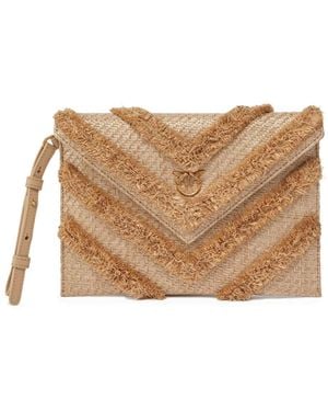 Pinko Raffia Clutch Bag - Natural