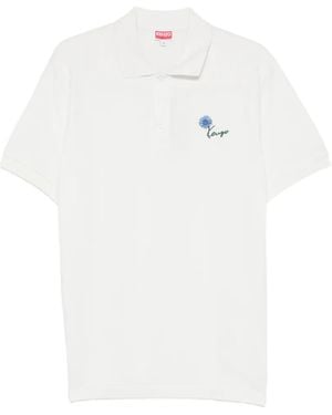 KENZO Floral-Embroidered Polo Shirt - White