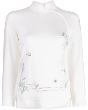 Shiatzy Chen Pull Renascent Collection À Fleurs - Blanc