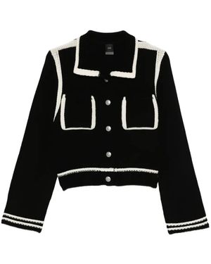 Pinko Contrast-trim wool cardigan - Negro