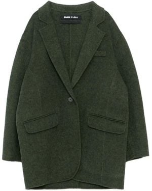 Bimba Y Lola Khaki Tailored Double-Face Double-Breasted Coat - Green