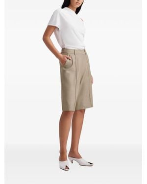 Anna Quan Ando Pleated Midi Shorts - Natural