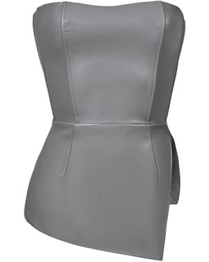 Lika Lace-Up Asymmetrical Corset Top - Grey