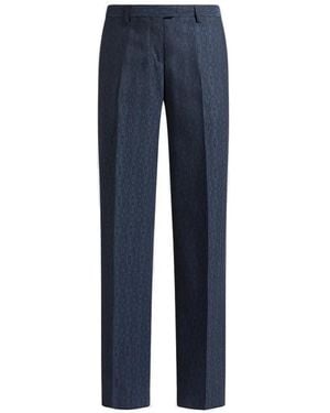 Etro Wool Jacquard Trousers - Blue