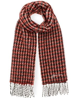 Ganni Checked Scarf - Red