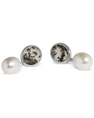 Completedworks Dendritic Agate Pearl Drop Earrings - White