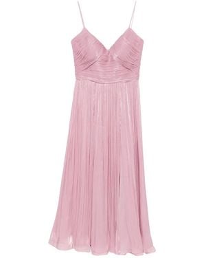Costarellos Pleated Sweetheart-Neck Maxi Dress - Pink