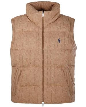 Polo Ralph Lauren Cable-Knit Padded Gilet - Brown