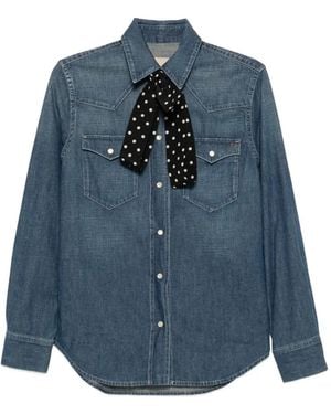 Valentino Garavani Vlogo Pussy-Bow Shirt - Blue