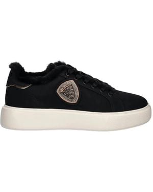 Blauer Venus Faux-Fur-Trim Sneakers - Black