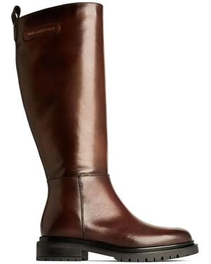 KARL LAGERFELD Logo-Patch Boots - Brown