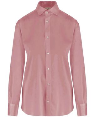HER SHIRT HER DRESS Satin-Finish Long-Sleeve Shirt - Pink
