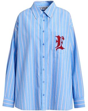 Essentiel Antwerp Chemise Rayée À Empiècement En Guipure - Bleu