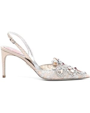 Rene Caovilla 70Mm Rhinestone-Embellished Court Shoes - White
