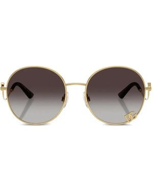 Dolce & Gabbana Dg Logo Round-Frame Sunglasses - Metallic