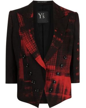 Y's Yohji Yamamoto Geruite Blazer - Zwart