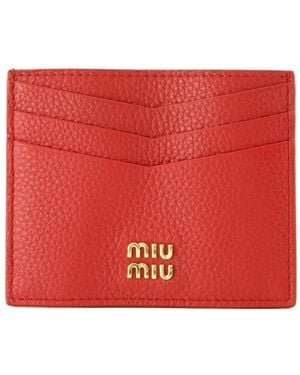 Miu Miu Leather Card Holder - Red