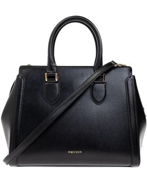 McQueen Leather Tote Bag - Black
