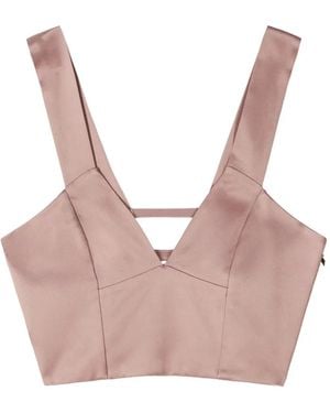 Patrizia Pepe Satin V-Neck Top - Pink