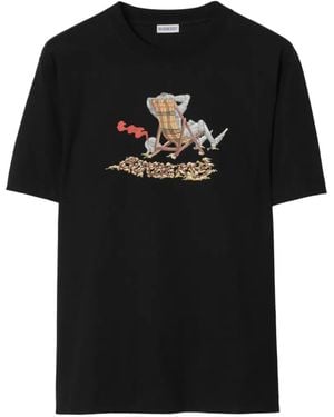 Burberry Beach Knight Cotton T-Shirt - Black