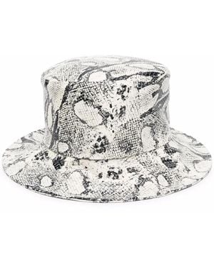 Alberta Ferretti Python-Print Leather Hat - Metallic
