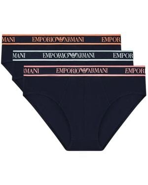 Emporio Armani Logo-Waistband Boxers Set (Set Of Three) - Blue