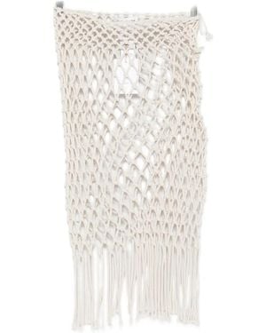 Frankie Shop Macramé Fringed Midi Skirt - White