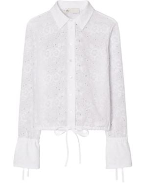 Tory Burch Baumwollbluse Mit Ösen - Weiß